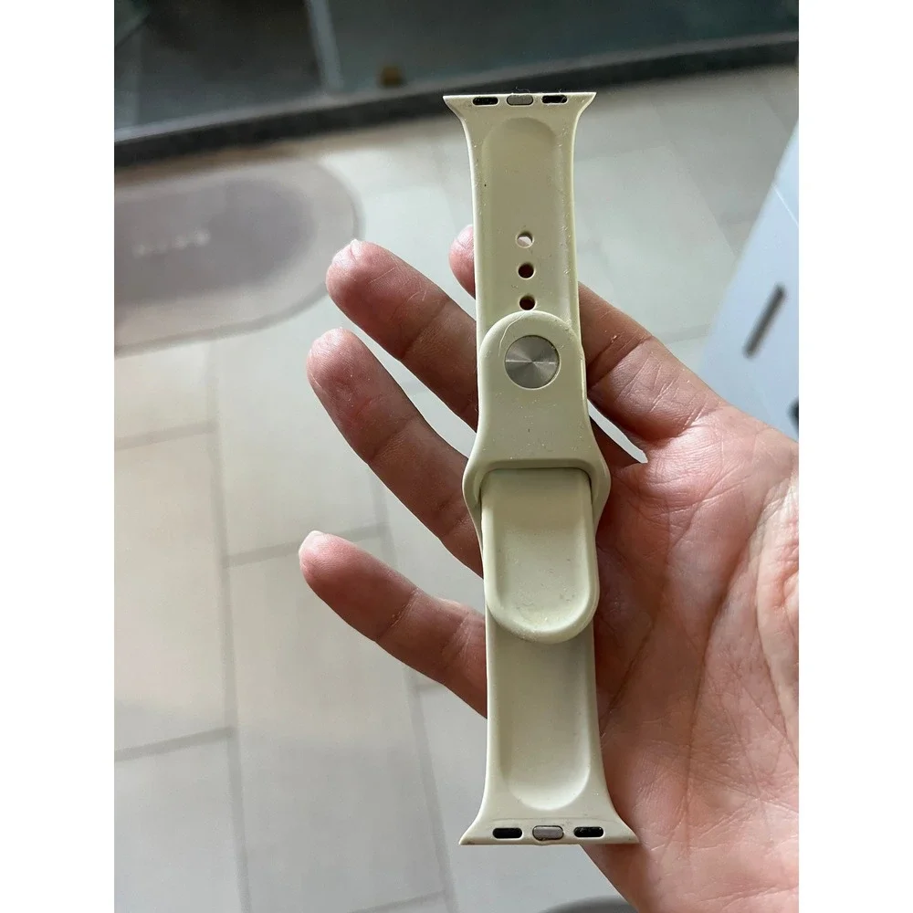 Cream Monogram Silicone Watch Band for Apple Watch Designer Style Sport Strap